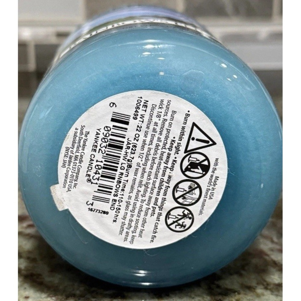 YANKEE CANDLE RAINBOWS END 22 OZ CANDLE NEW RARE RETIRED HTF FAST SHIP - Picture 2 of 2